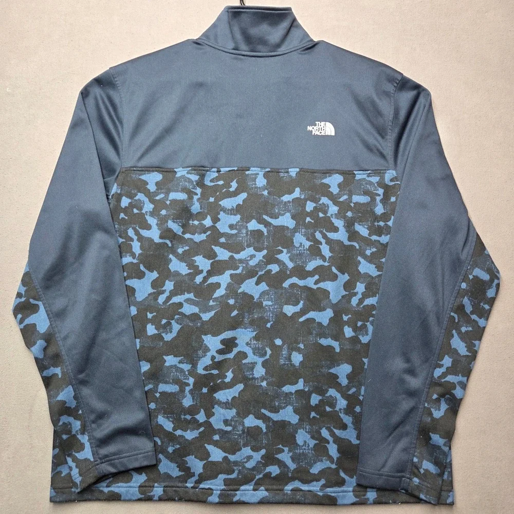 The North Face Mens XL Tech 1/4 Zip Camo Blue Navy Sweatshirt NFOA3RT2